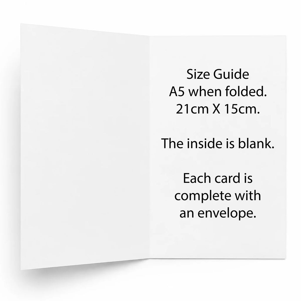 A5 folded card size guide, approximately 21 cm by 15 cm