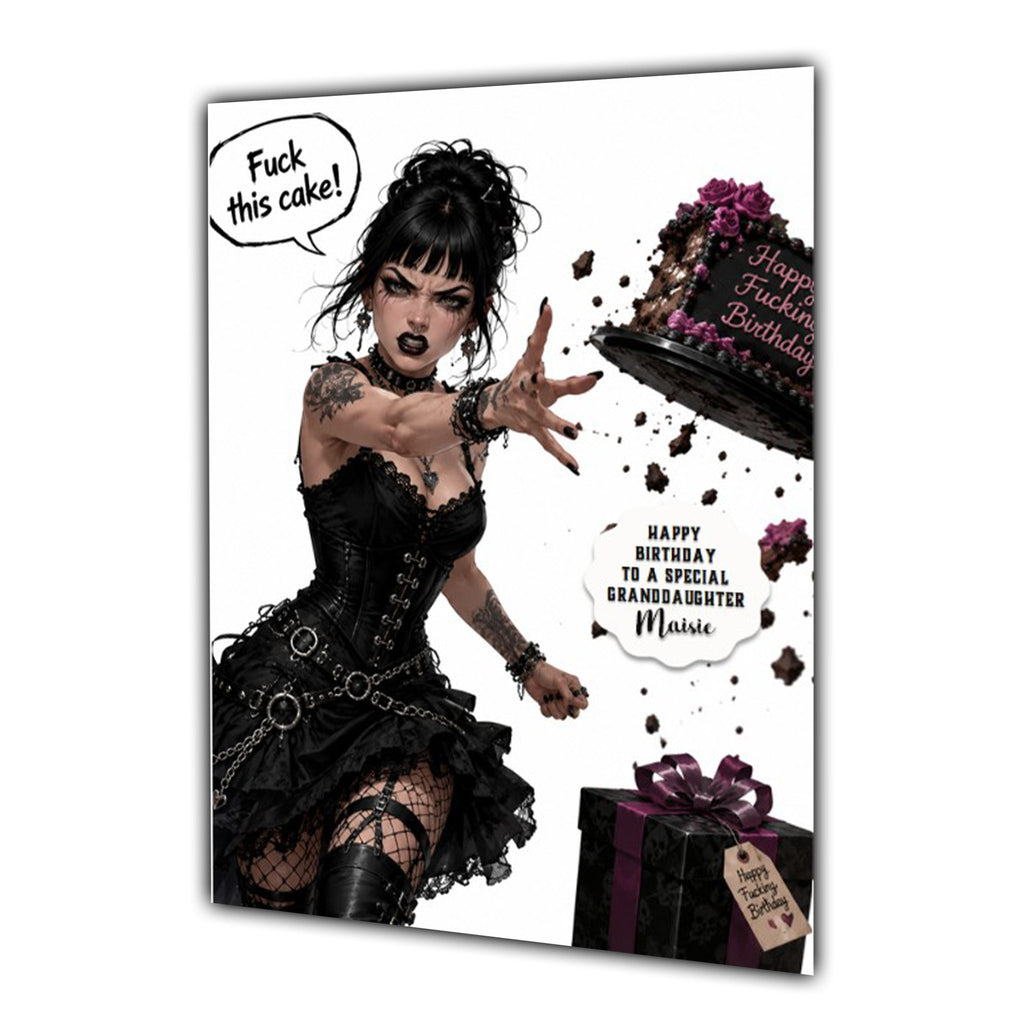 Personalised Birthday Card Girls Goth Gothic Granddaughter Daughter A5 Size