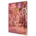 Happy Birthday Blonde Hair Pink Selfie Card A5