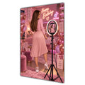 Happy Birthday Brown Hair Pink Selfie Card A5