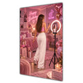 Happy Birthday Brown Hair Pink Selfie Card A5