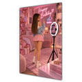 Happy Birthday Brown Hair Pink Selfie Card A5
