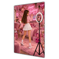 Happy Birthday Brown Hair Pink Selfie Card A5