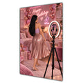 Happy Birthday Black Hair Pink Selfie Card A5