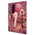 Happy Birthday Black Hair Pink Selfie Card A5