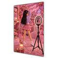 Happy Birthday Black Hair Pink Selfie Card A5