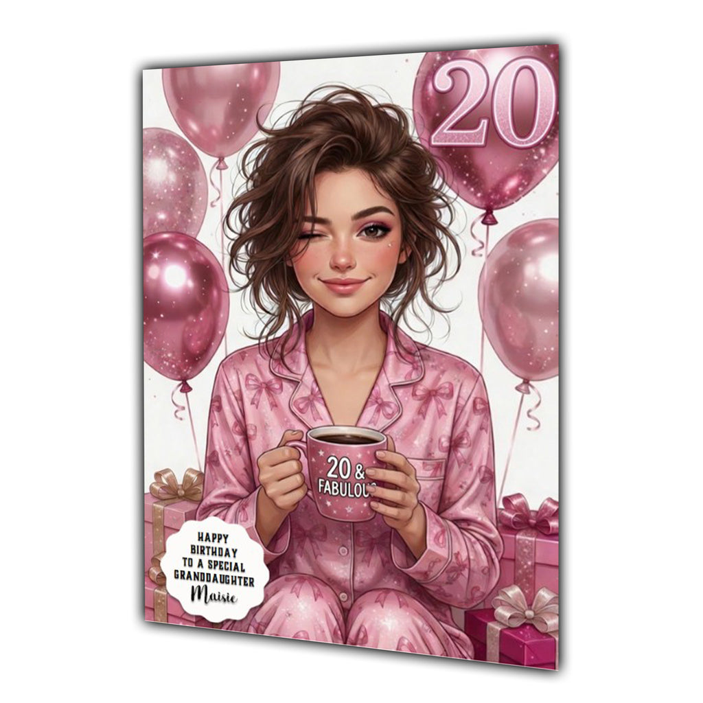 20th Personalised Birthday Card Girls Coffee Tea Daughter Niece A5 Size