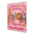 Happy 2nd Birthday Granddaughter Safari Animals Greeting Card A5