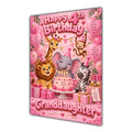 Happy 4th Birthday Granddaughter Safari Animals Greeting Card A5