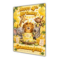 Happy 4th Birthday Granddaughter Safari Animals Greeting Card A5