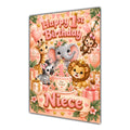 Happy 1st Birthday Niece Safari Animals Greeting Card A5