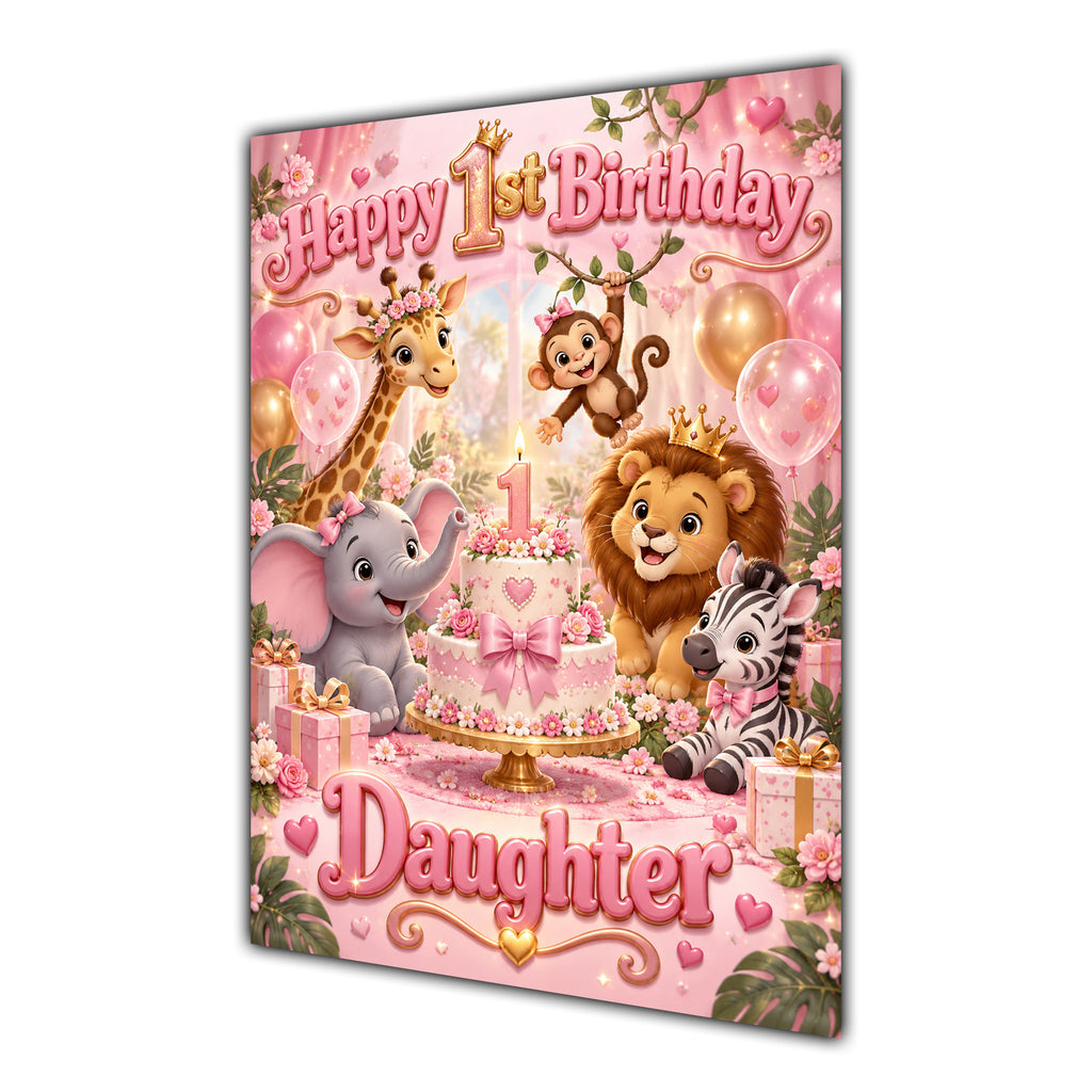 Happy 1st Birthday Daughter Safari Animals Greeting Card A5
