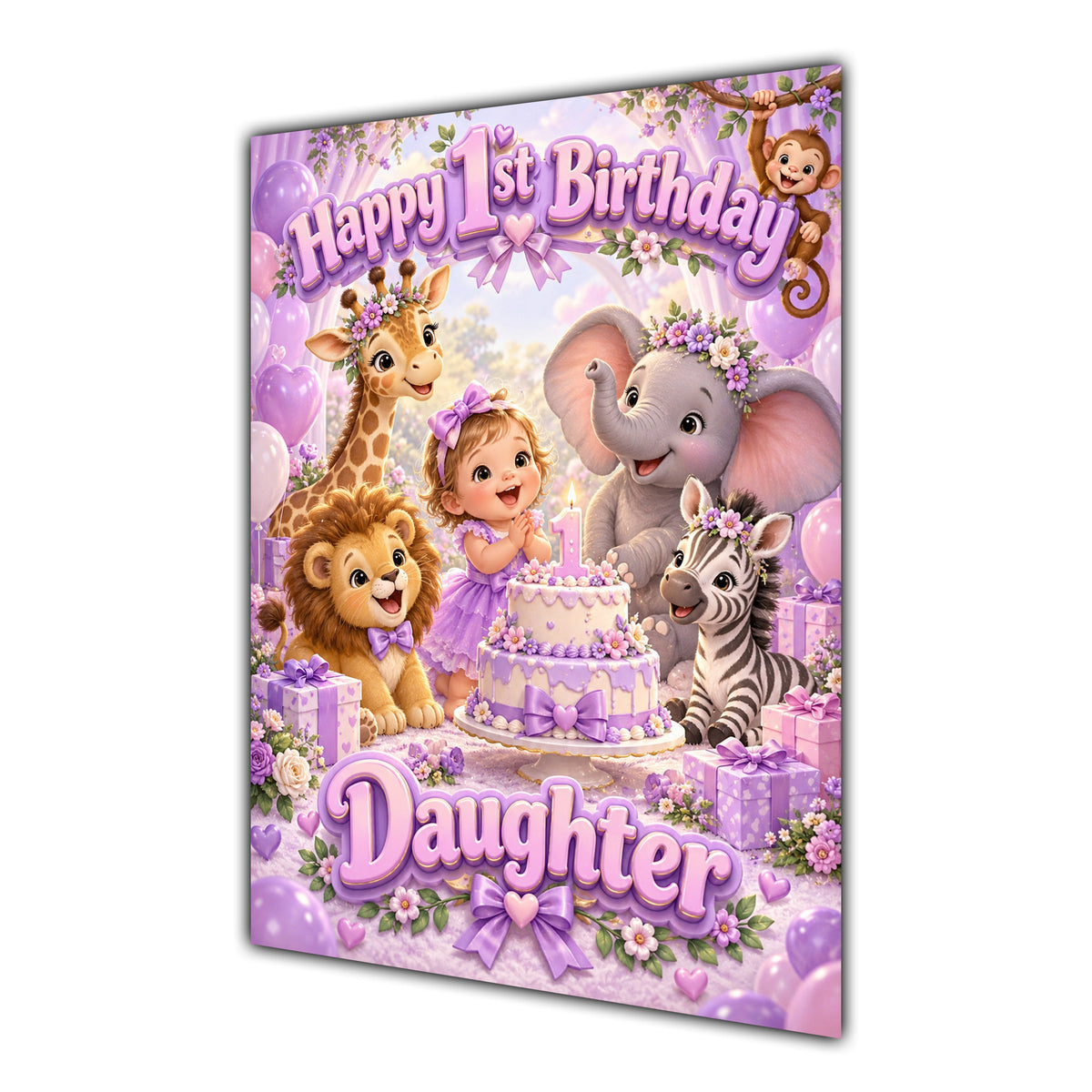 Happy 1st Birthday Daughter Safari Animals Greeting Card A5