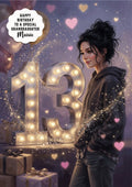 13th Birthday Card Hoodie Girl Granddaughter Daughter Niece Large A5 Size