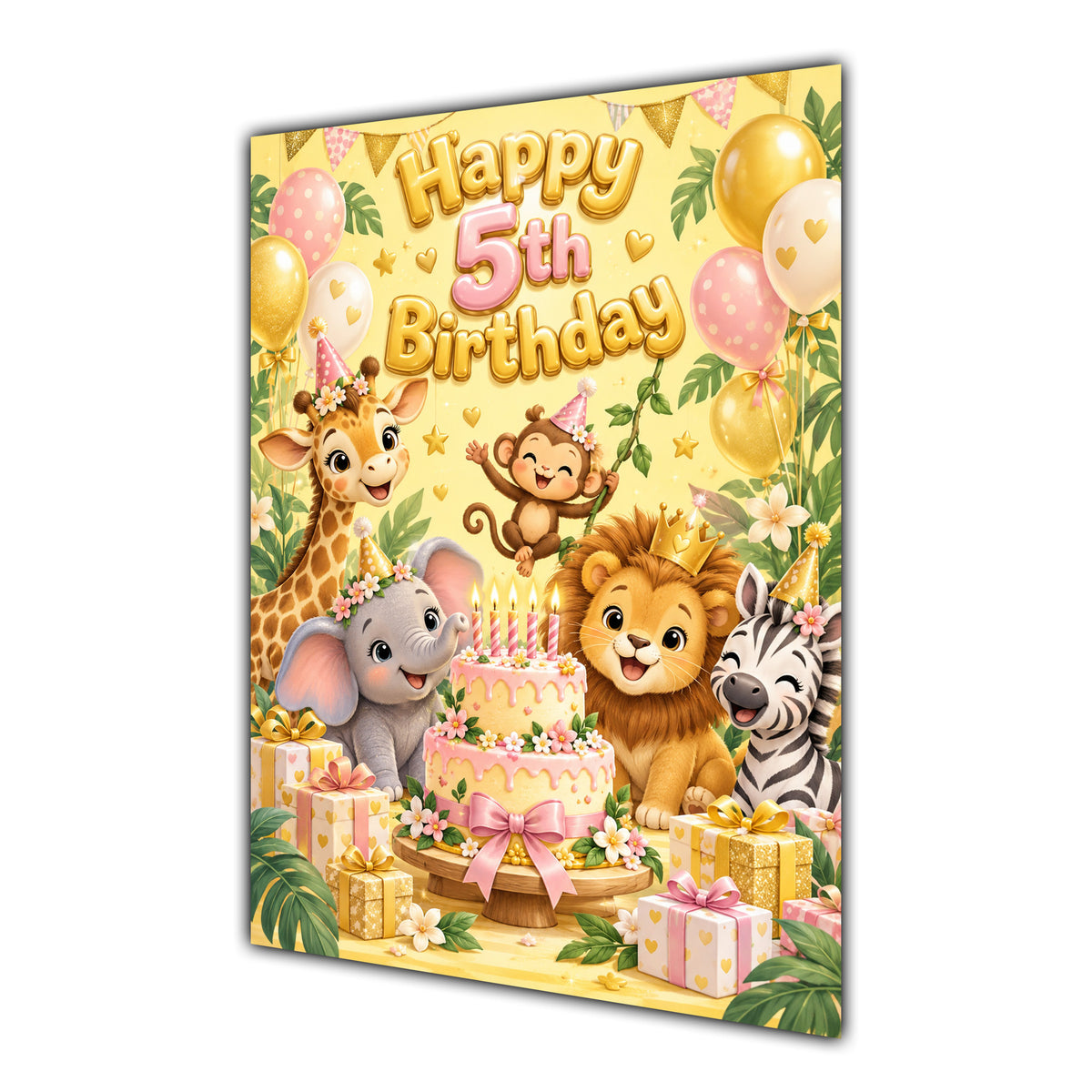 Happy 5th Birthday Safari Animals Greeting Card A5