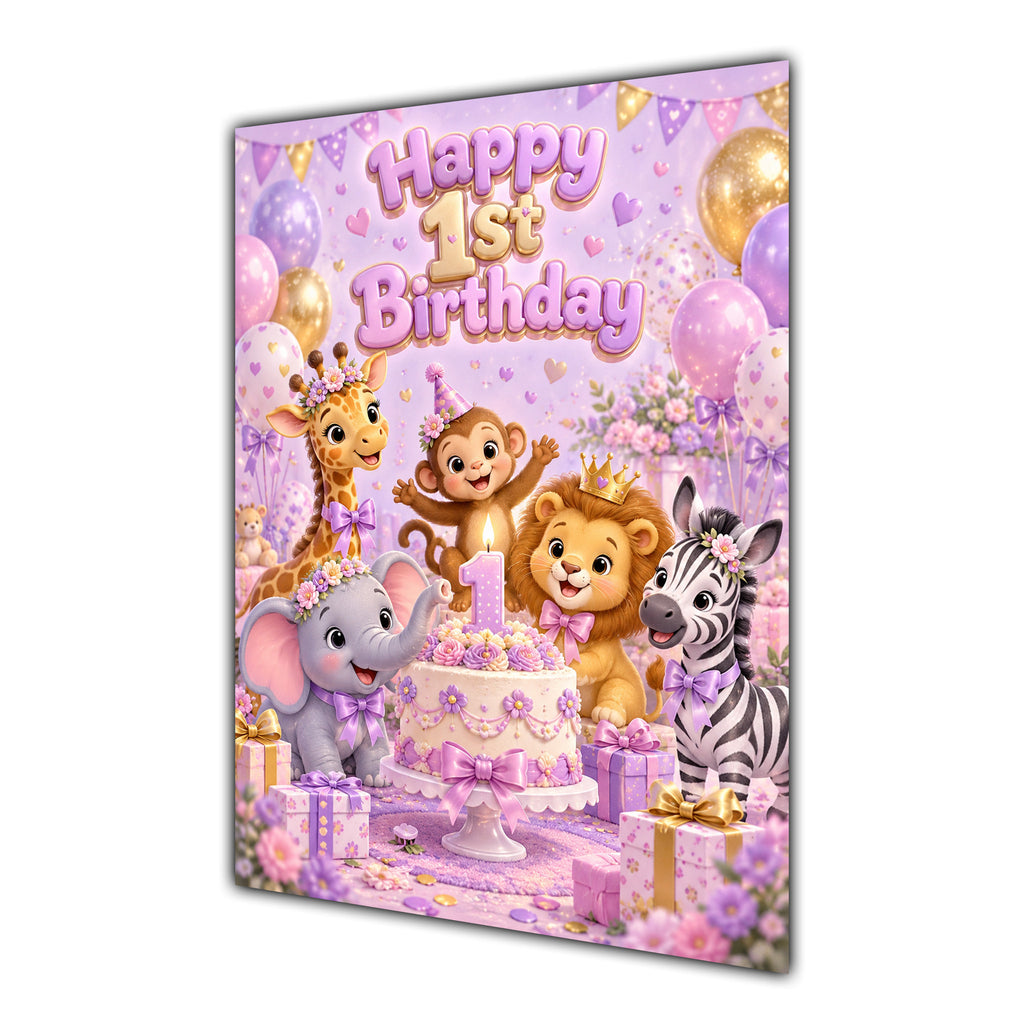 Happy 1st Birthday Safari Animals Greeting Card A5