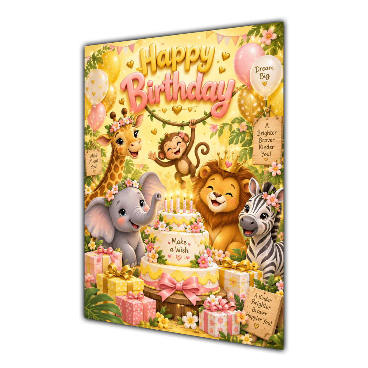 Happy Birthday Safari Animals Greeting Card A5