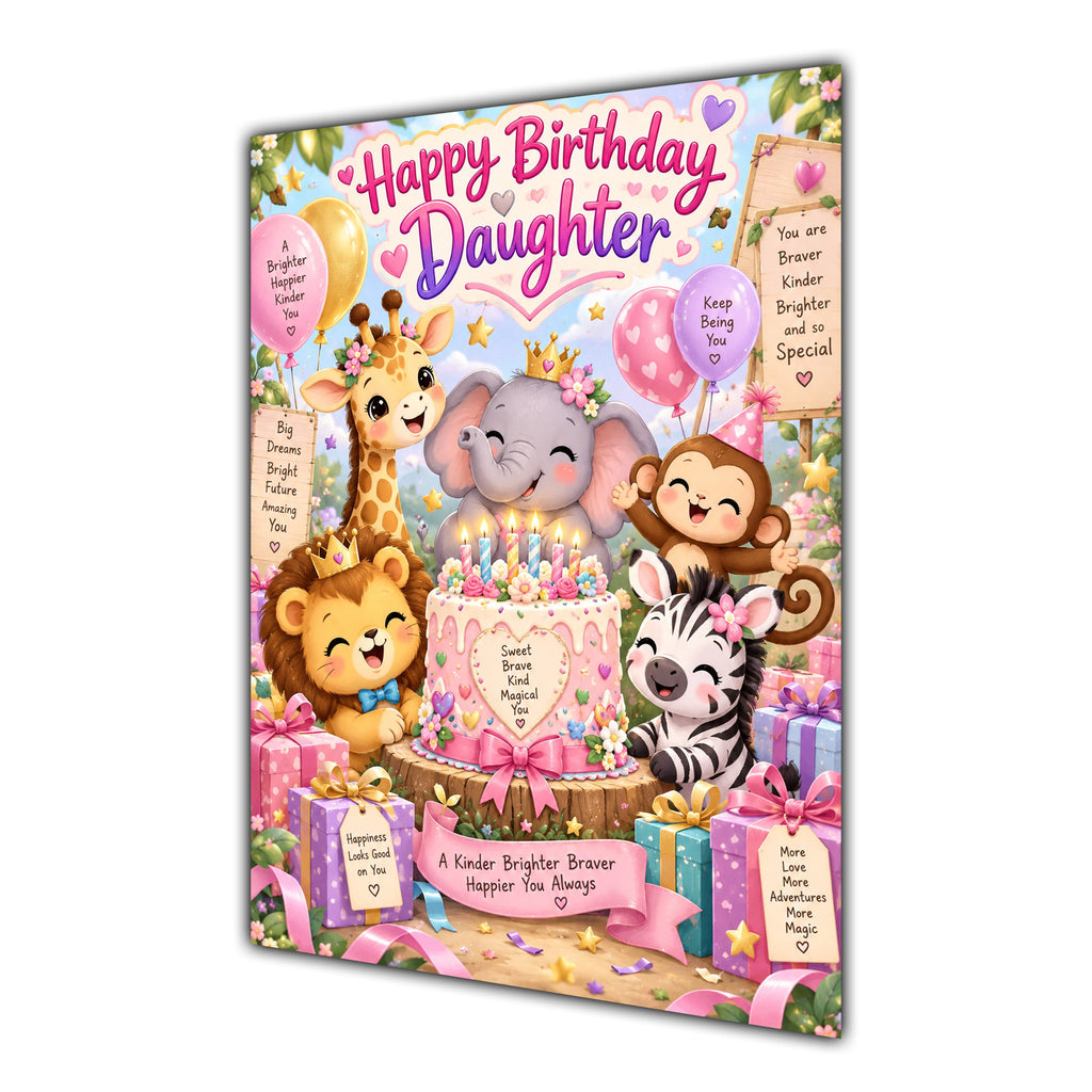 Happy Birthday Daughter Safari Animals Greeting Card A5