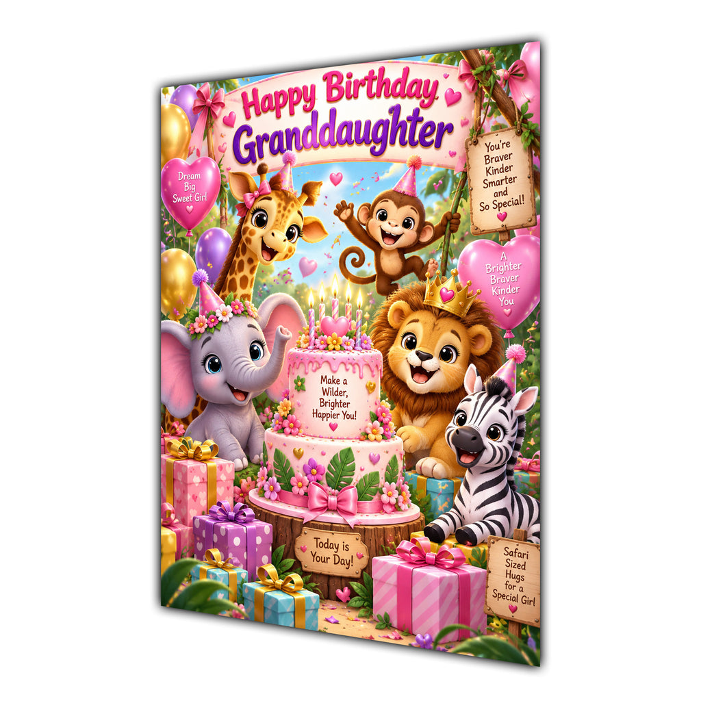 Happy Birthday Granddaughter Safari Animals Greeting Card A5