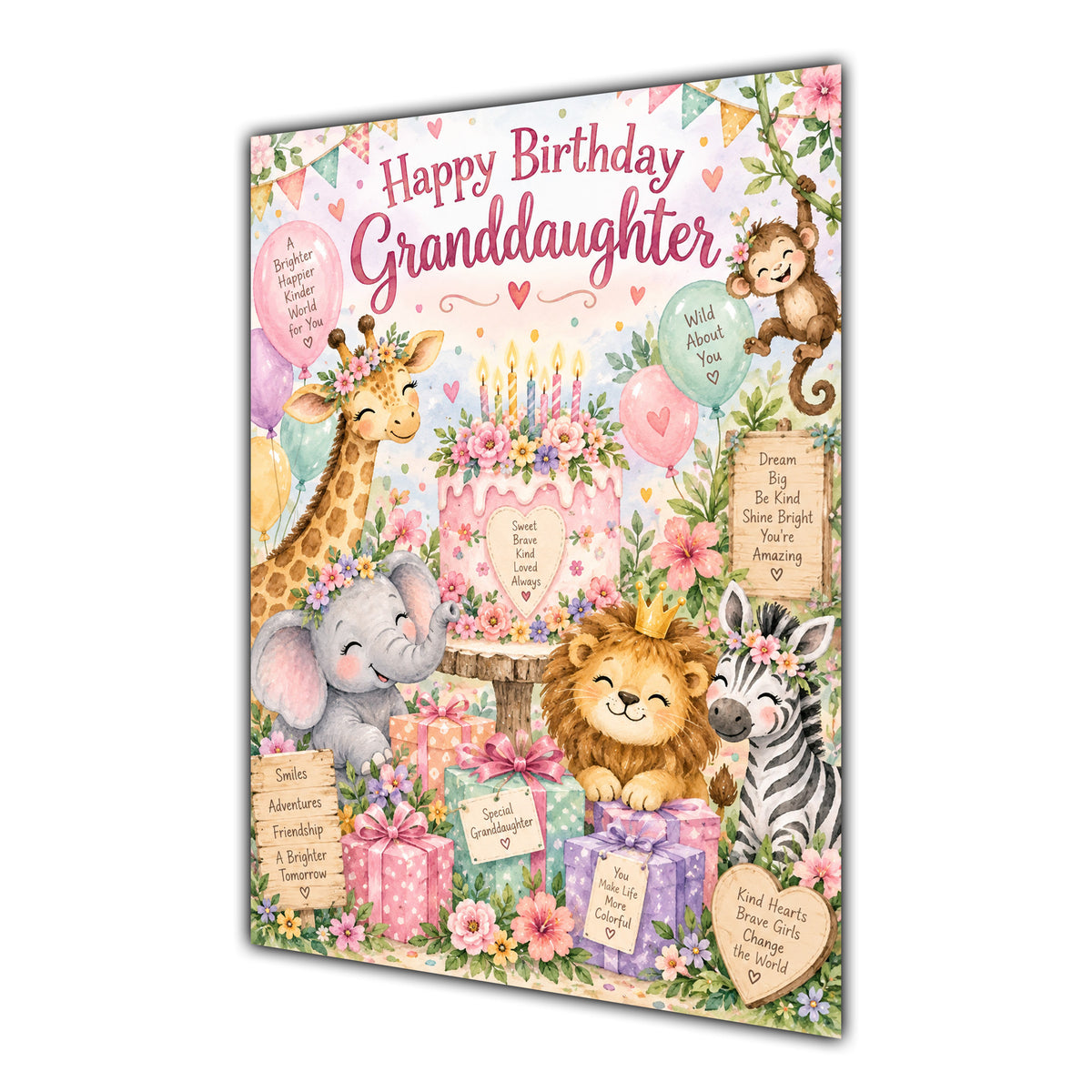 Happy Birthday Granddaughter Safari Animals Greeting Card A5