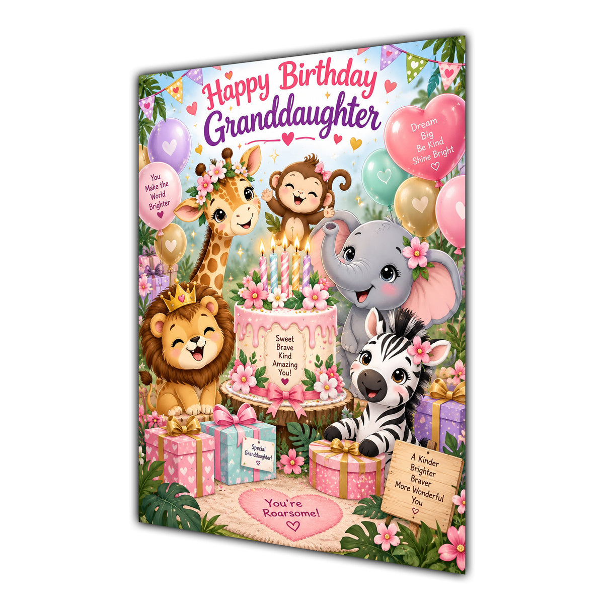 Happy Birthday Granddaughter Safari Animals Greeting Card A5