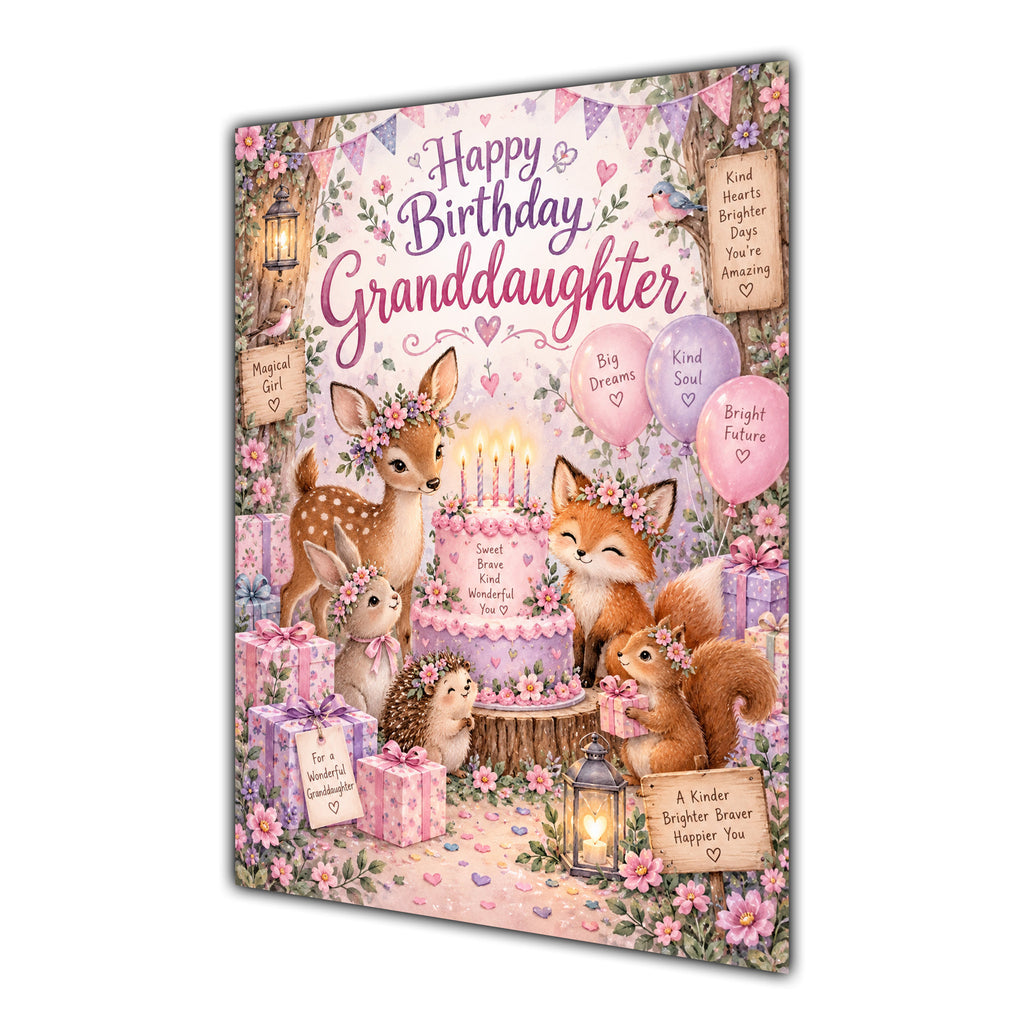 Happy Birthday Granddaughter Woodland Animals Greeting Card A5