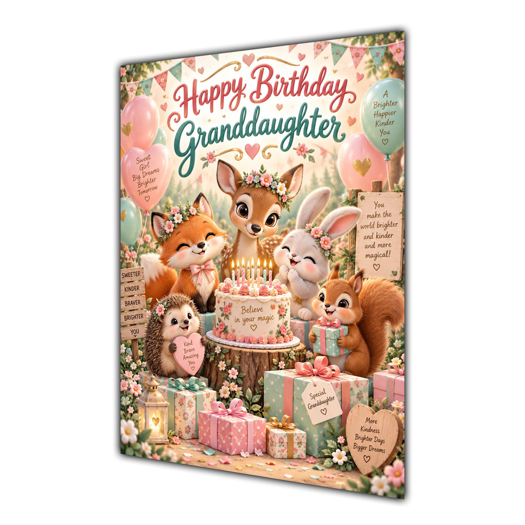 Happy Birthday Granddaughter Woodland Animals Greeting Card A5