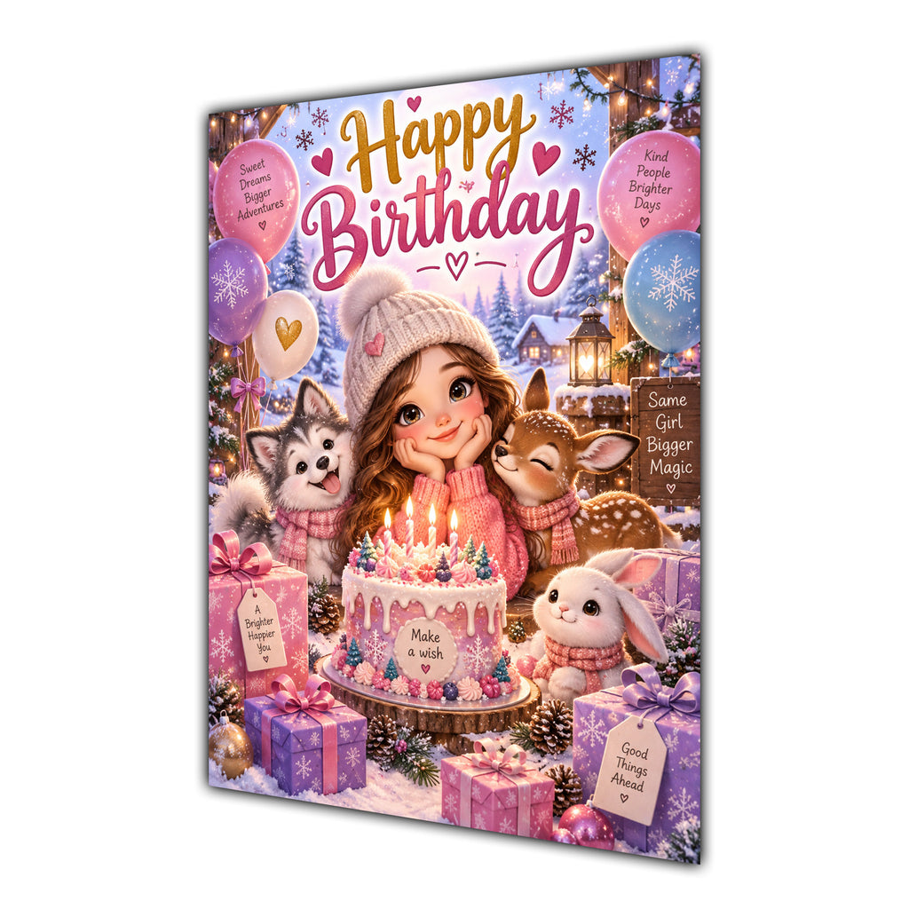 Happy Birthday Winter Animals Greeting Card A5