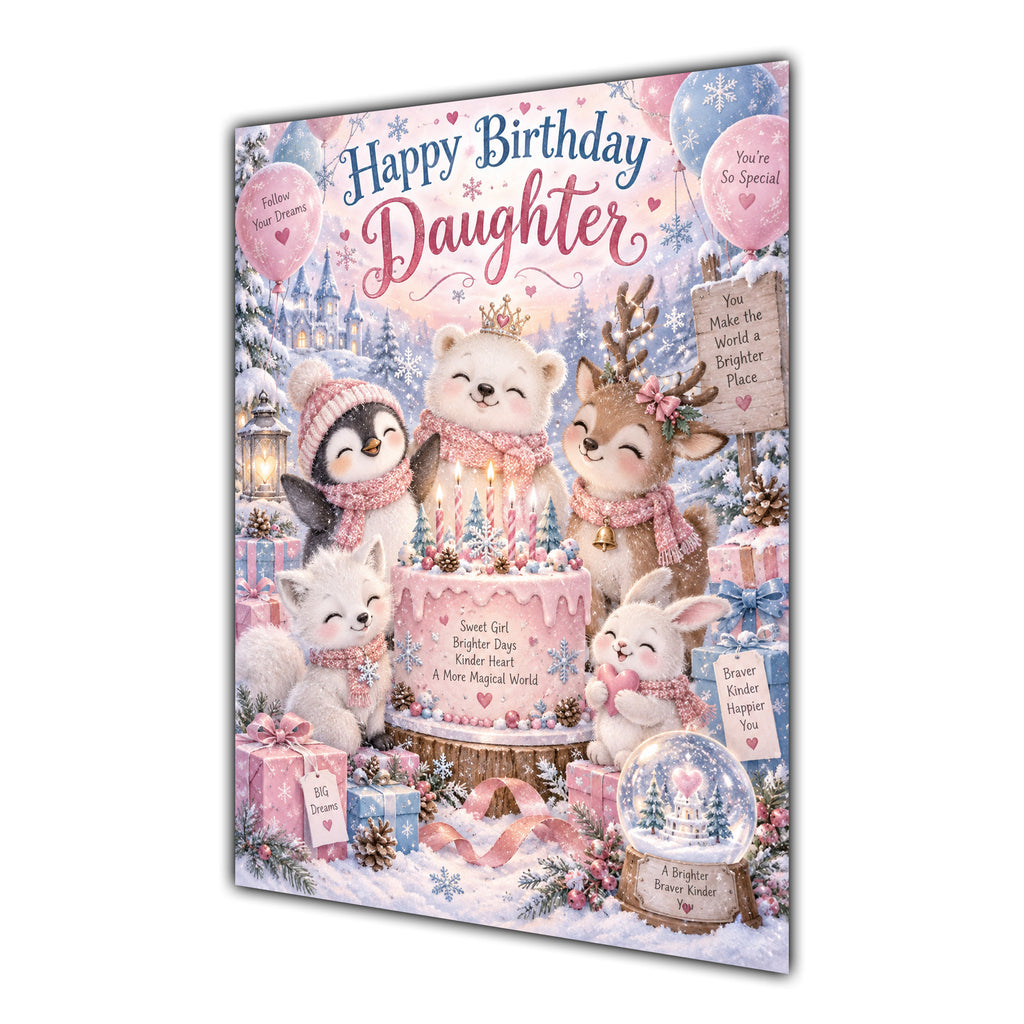 Happy Birthday Daughter Winter Animals Greeting Card A5
