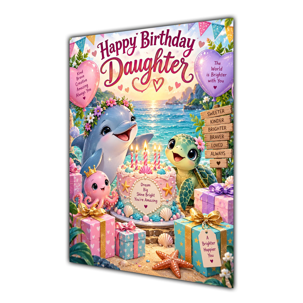 Happy Birthday Daughter Ocean Animals Greeting Card A5