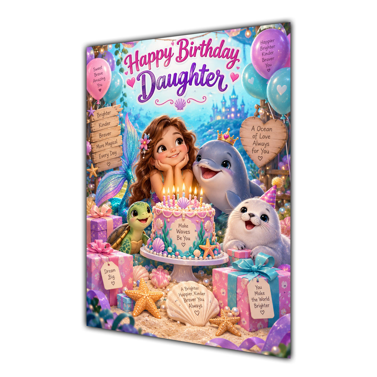 Happy Birthday Daughter Ocean Animals Greeting Card A5