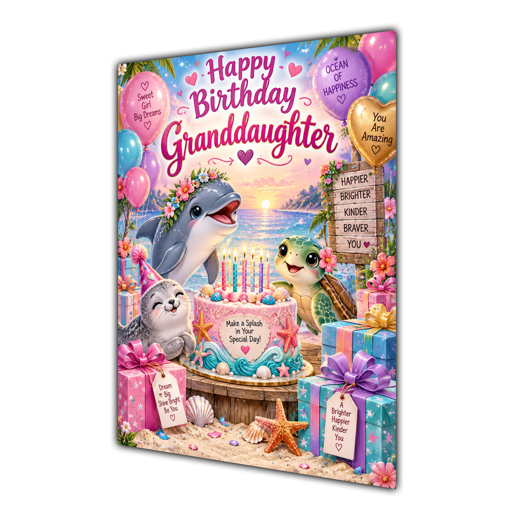 Happy Birthday Granddaughter Ocean Animals Greeting Card A5