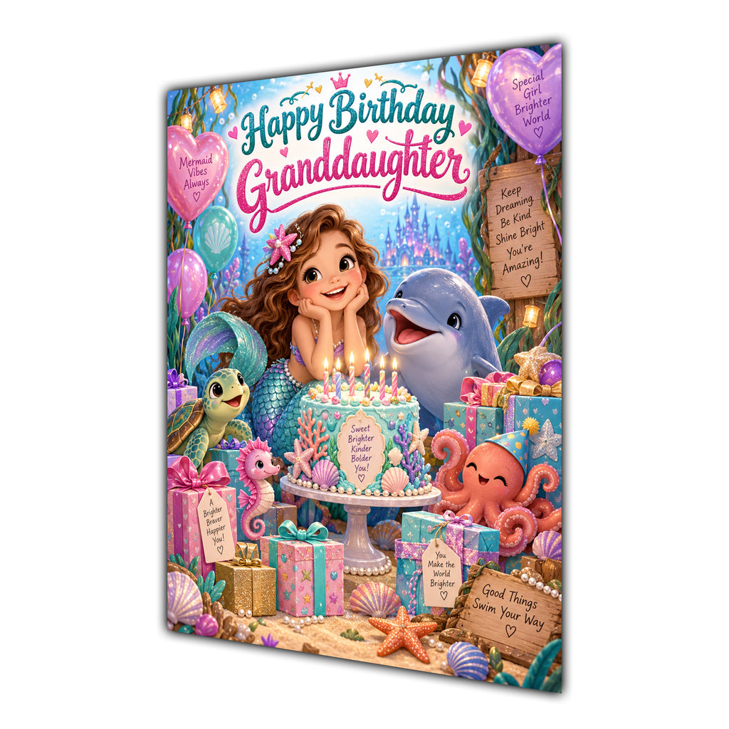 Happy Birthday Granddaughter Ocean Animals Greeting Card A5