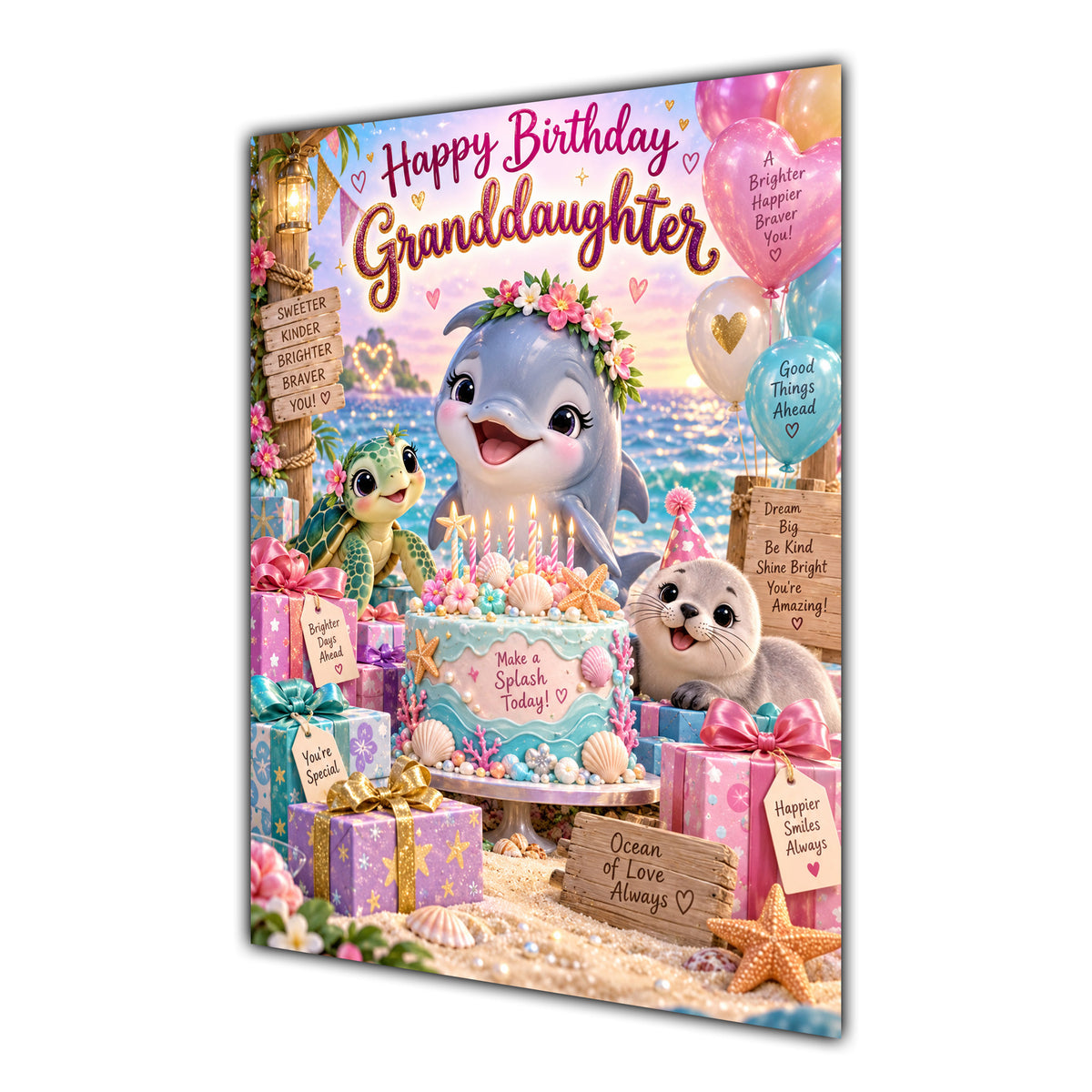 Happy Birthday Granddaughter Ocean Animals Greeting Card A5