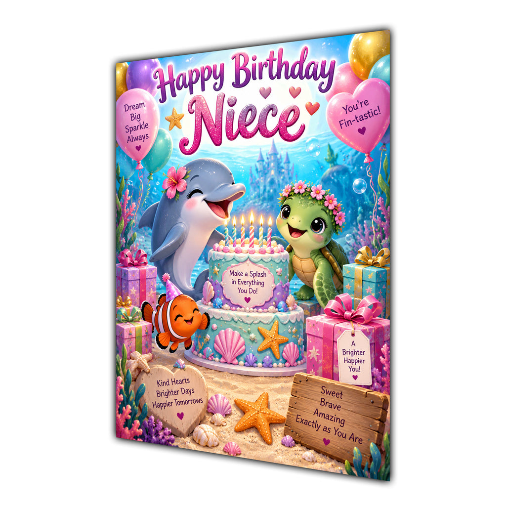 Happy Birthday Niece Ocean Animals Greeting Card A5