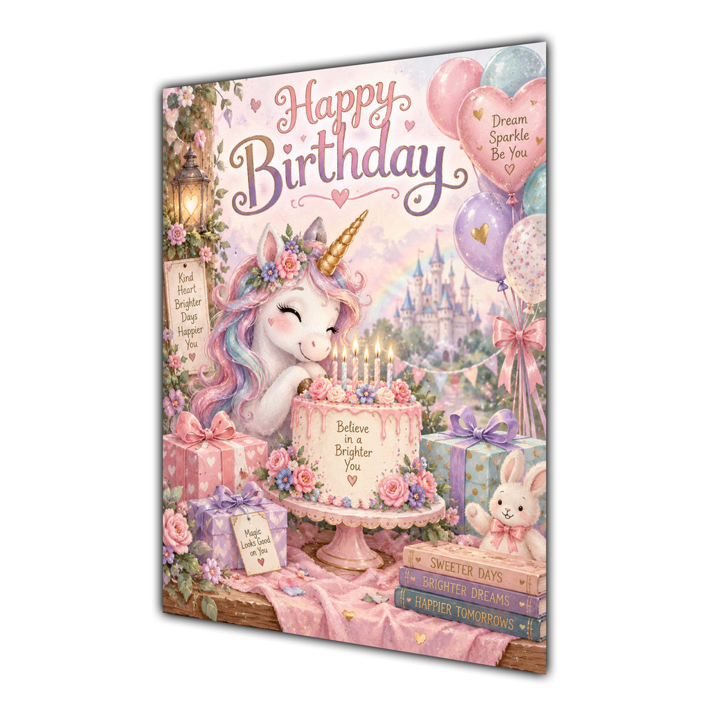 Happy Birthday girls Unicorn Greeting Card A5