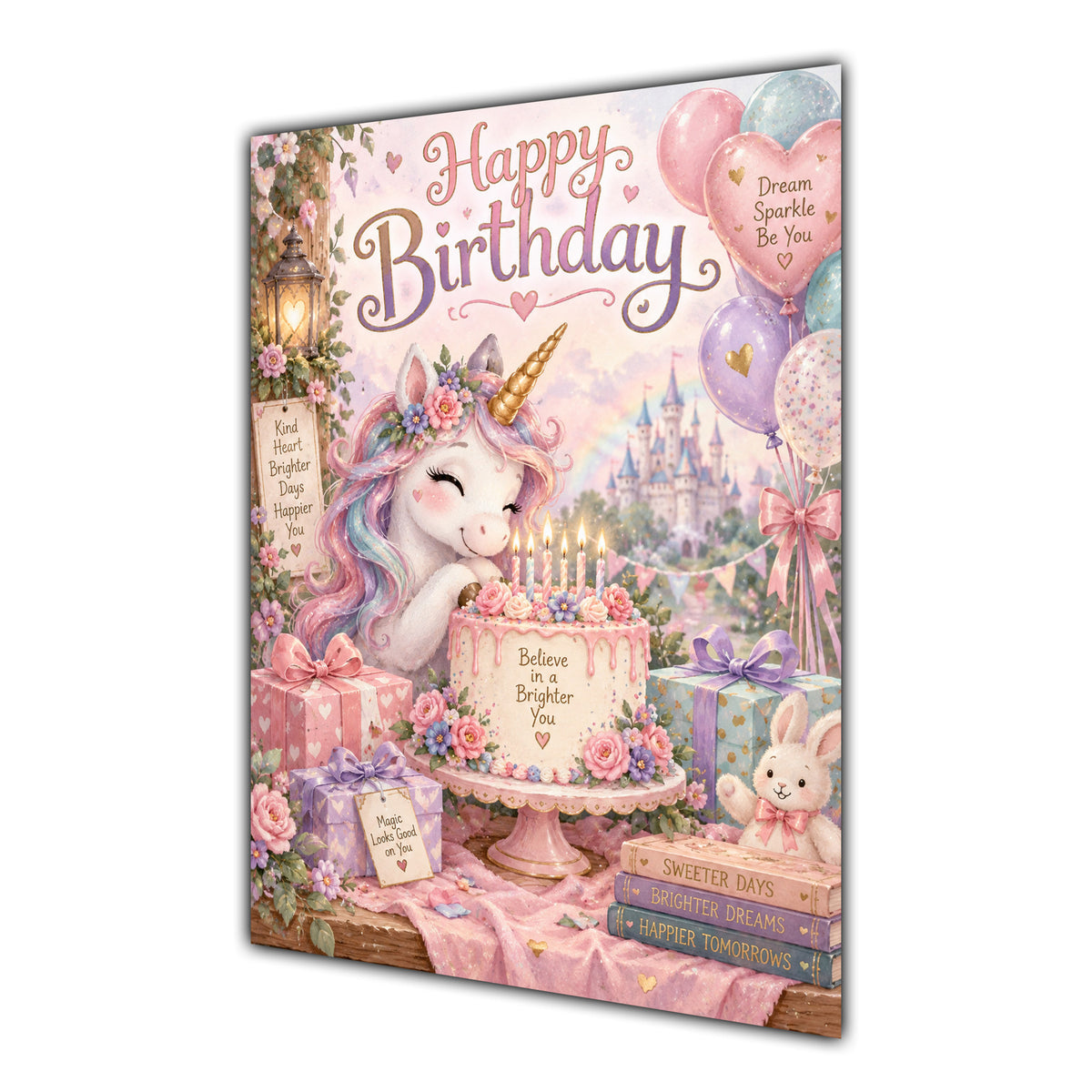 Happy Birthday girls Unicorn Greeting Card A5