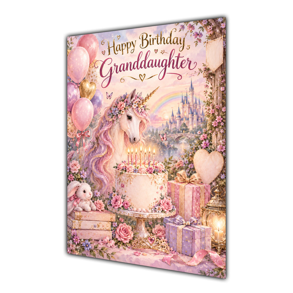 Happy Birthday Granddaughter Unicorn Greeting Card A5