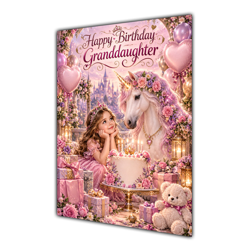 Happy Birthday Granddaughter Unicorn Greeting Card A5