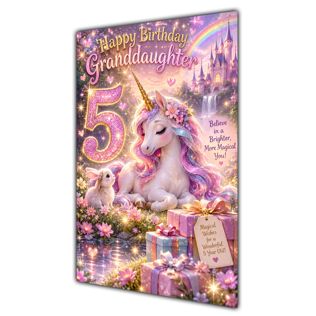 Happy 5th Birthday Granddaughter Unicorn Greeting Card A5