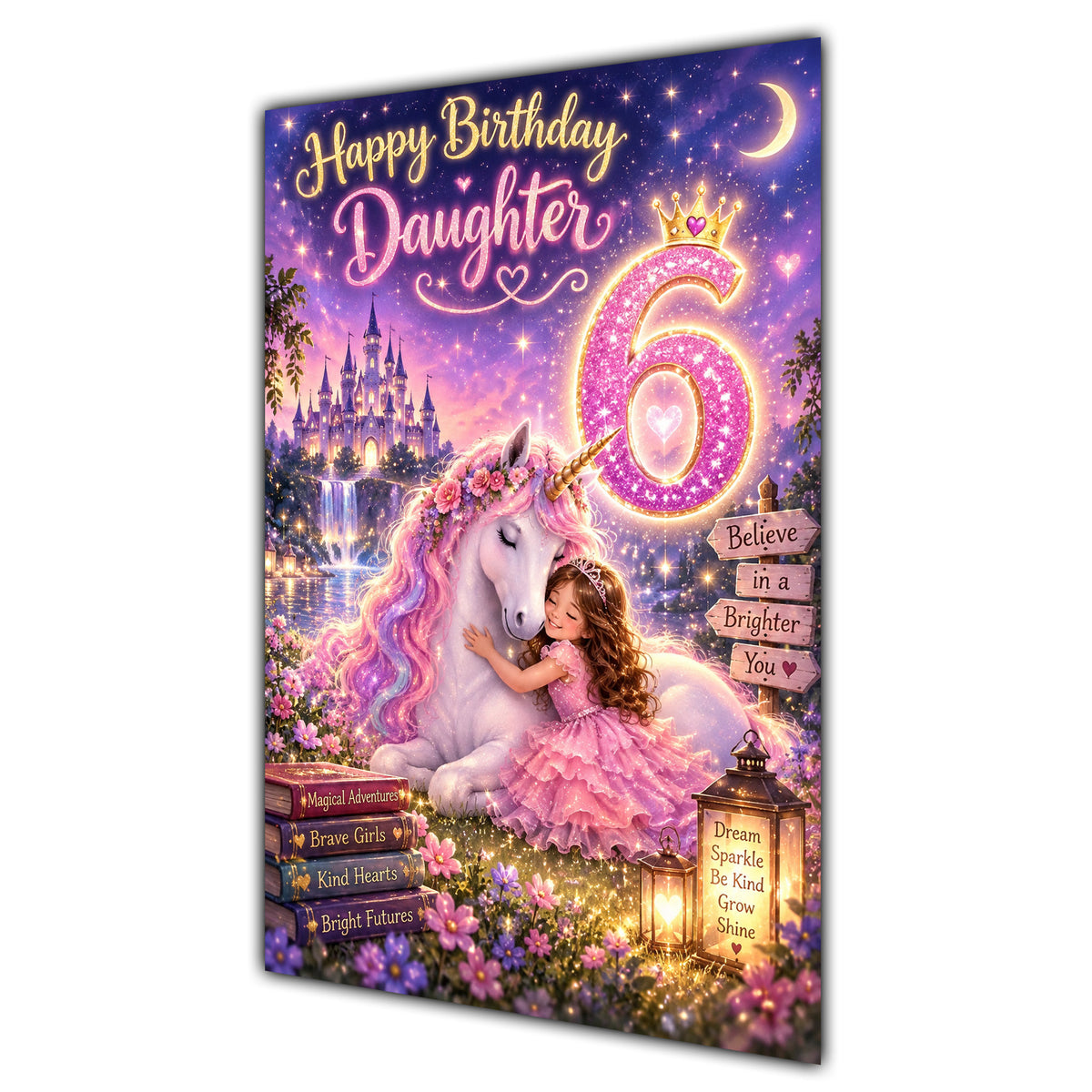 Happy 6th Birthday Daughter Unicorn Greeting Card A5