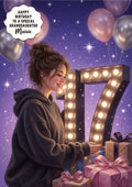 17th Birthday Card Hoodie Girl Granddaughter Daughter Niece Large A5 Size