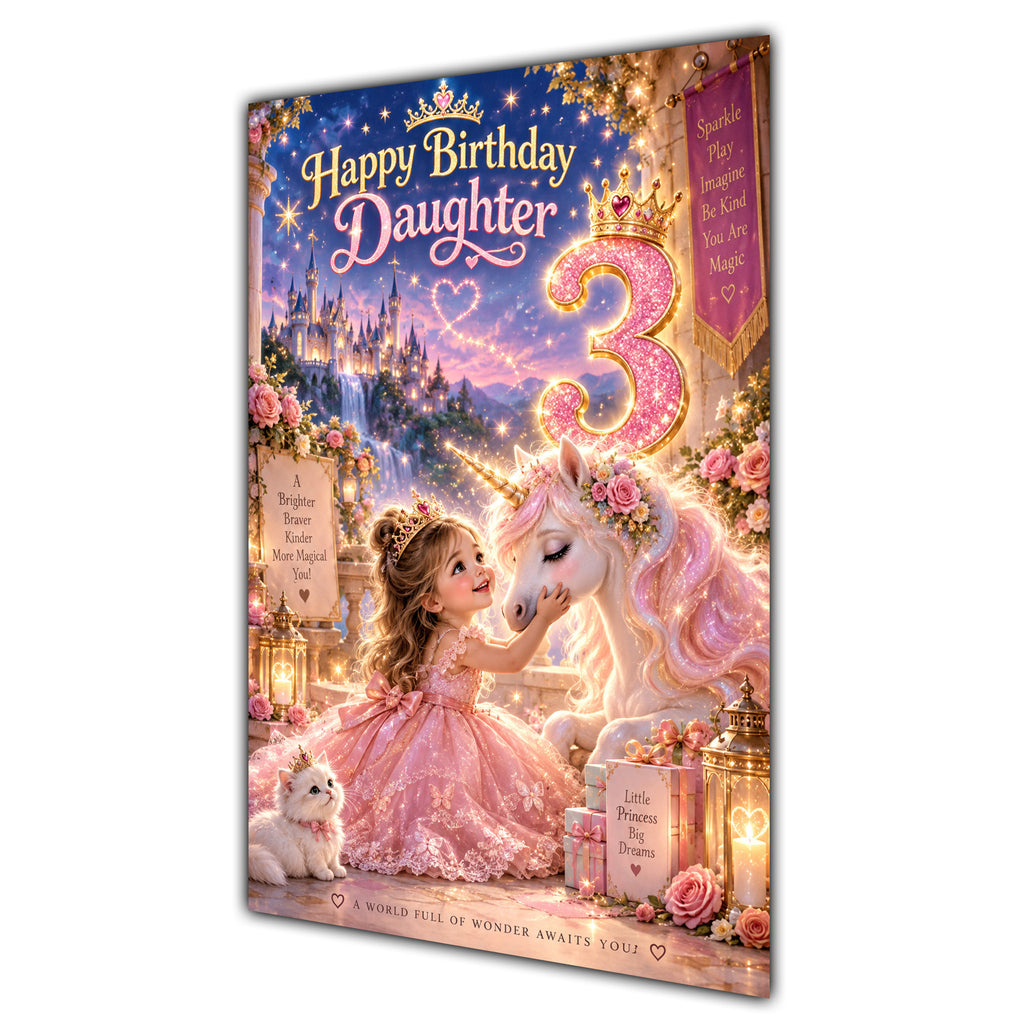 Happy 3rd Birthday Daughter Princess Castle Greeting Card A5