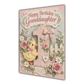 Happy 1st Birthday Granddaughter Duckling Flowers Greeting Card A5
