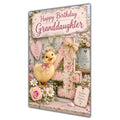 Happy 4th Birthday Granddaughter Duckling Flowers Greeting Card A5