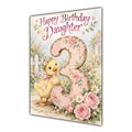 Happy 3rd Birthday Daughter Duckling Flowers Greeting Card A5