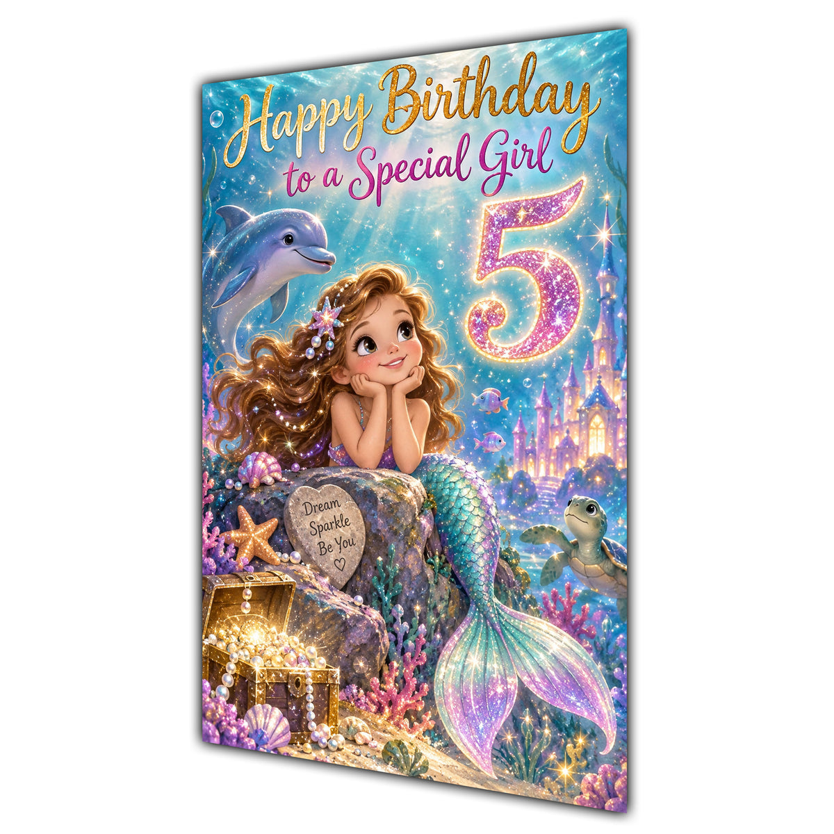 Happy 5th Birthday Special Girl Mermaid Greeting Card A5