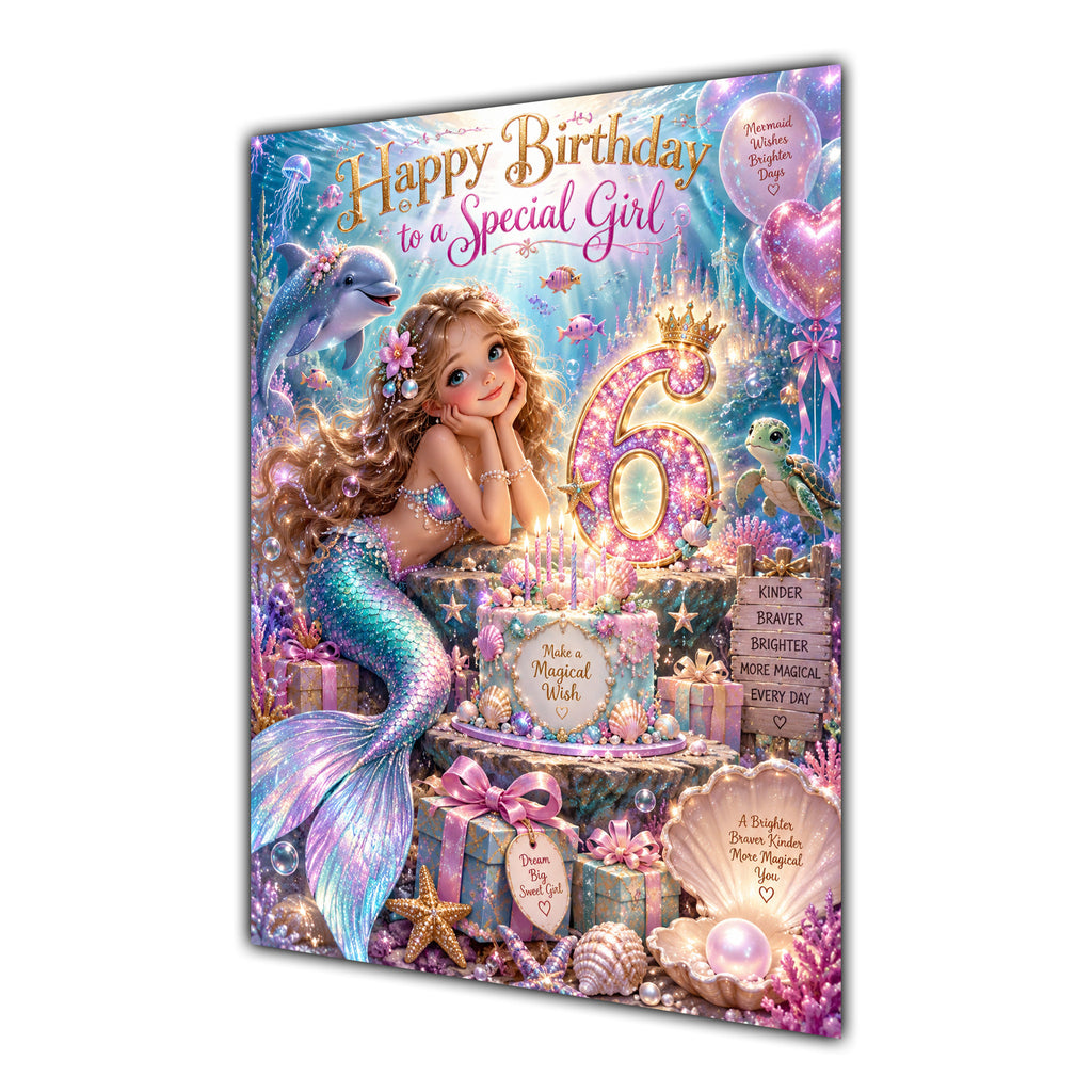 Happy 6th Birthday Special Girl Mermaid Greeting Card A5