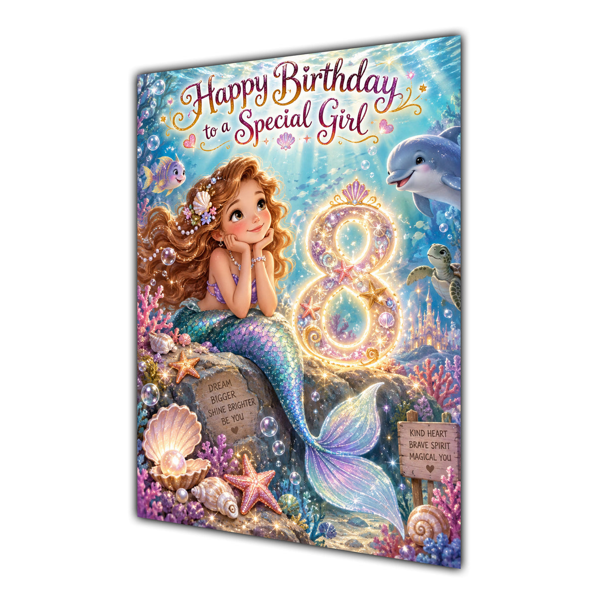Happy 8th Birthday Special Girl Mermaid Greeting Card A5