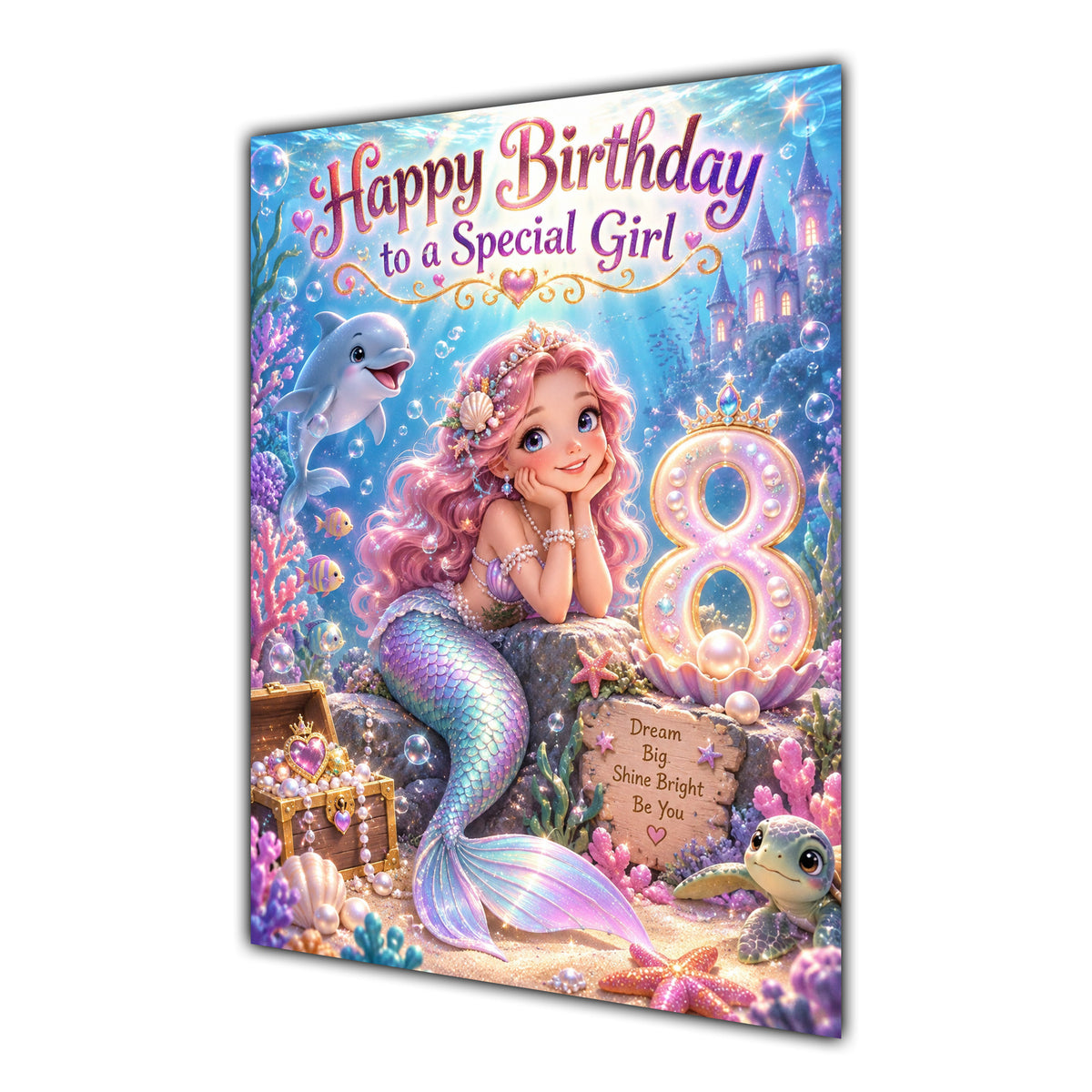 Happy 8th Birthday Special Girl Mermaid Greeting Card A5